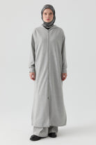 Kapüşonlu Örme Ferace - Gri TUGBA