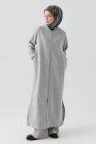 Kapüşonlu Örme Ferace - Gri TUGBA