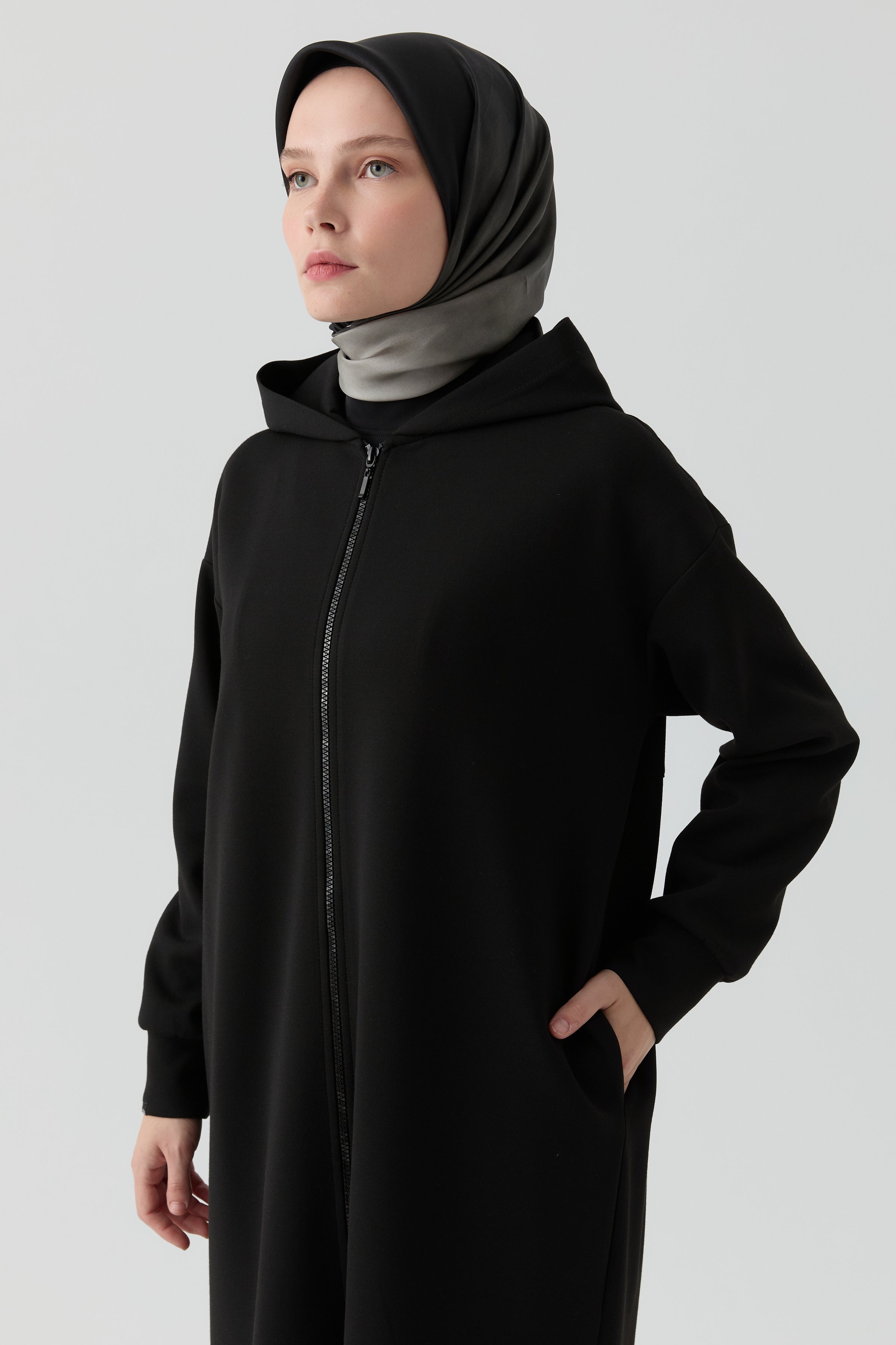 Kapüşonlu Örme Ferace - Siyah – TUĞBA