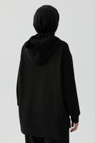 Kanguru Cepli Örme Sweat - Siyah TUGBA