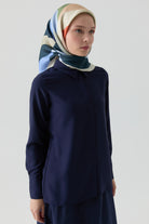 Gizli Patlı Basic Gömlek - Lacivert TUGBA