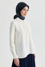 Basic Gizli Patlı Gömlek - Ekru TUGBA