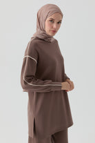 Kombinli Sweatshirt - Vizon TUGBA