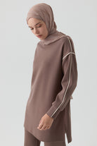 Kombinli Sweatshirt - Vizon TUGBA