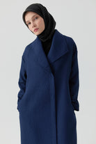 İnce Kapitone Kap - Lacivert TUGBA