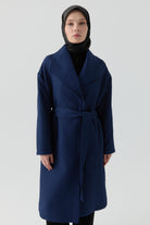 İnce Kapitone Kap - Lacivert TUGBA