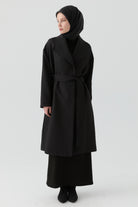 İnce Kapitone Kap - Siyah TUGBA