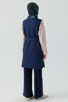 Sıfır Yaka Kapitone Yelek - Lacivert TUGBA