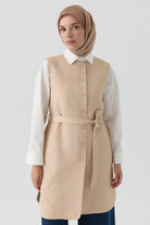 Sıfır Yaka Kapitone Yelek - Taş TUGBA