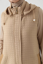 Ribana Cepli Kapitone Yelek - Bej TUGBA