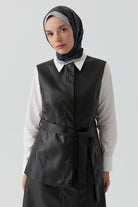 Suni Deri Yelek - Siyah TUGBA