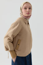 Ribana Detaylı Kapitone Mini Mont - Bej TUGBA