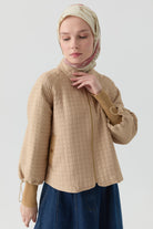 Ribana Detaylı Kapitone Mini Mont - Bej TUGBA