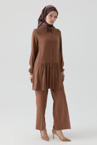 Beli Lastikli Culotte Pantolon - Fındık TUGBA