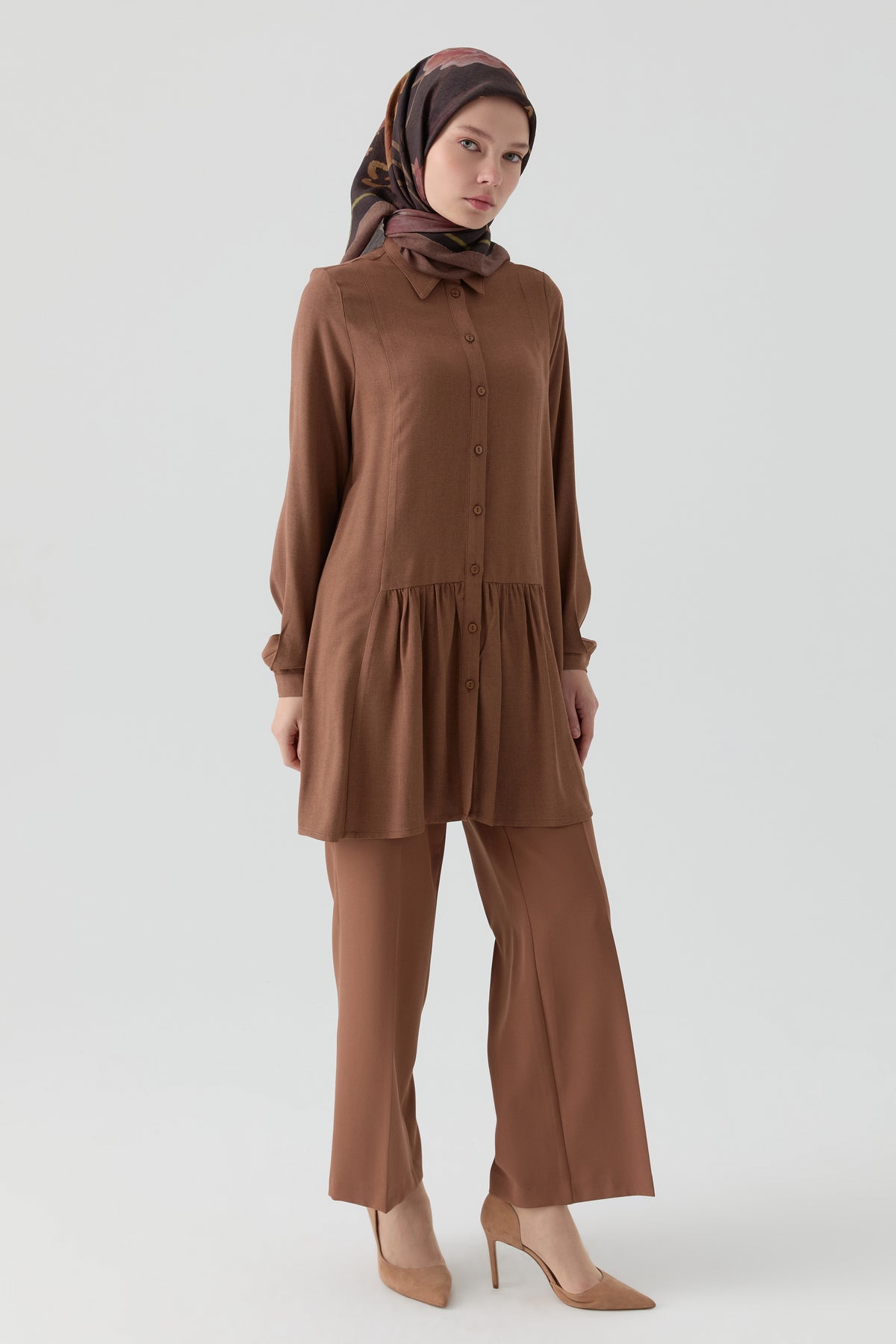 Beli Lastikli Culotte Pantolon - Fındık TUGBA