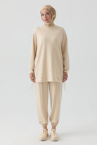 Örme Tunik Pantolon Takım - Bej TUGBA