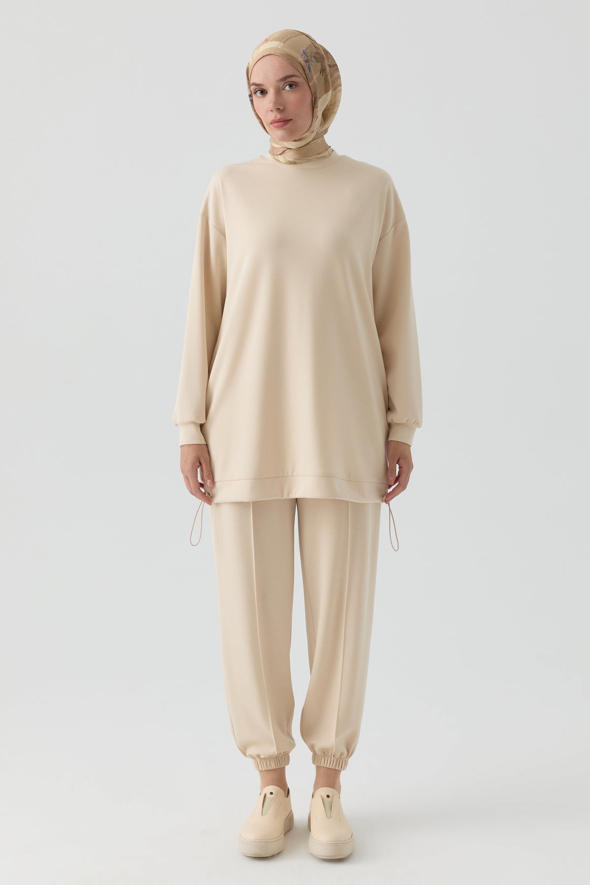 Örme Tunik Pantolon Takım - Bej TUGBA