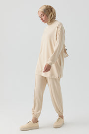 Örme Tunik Pantolon Takım - Bej TUGBA