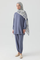 Örme Tunik Pantolon Takım - İndigo TUGBA