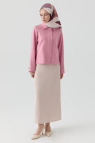 Plikaşe Detaylı Kalem Etek - Bej TUGBA