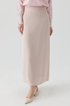 Plikaşe Detaylı Kalem Etek - Bej TUGBA