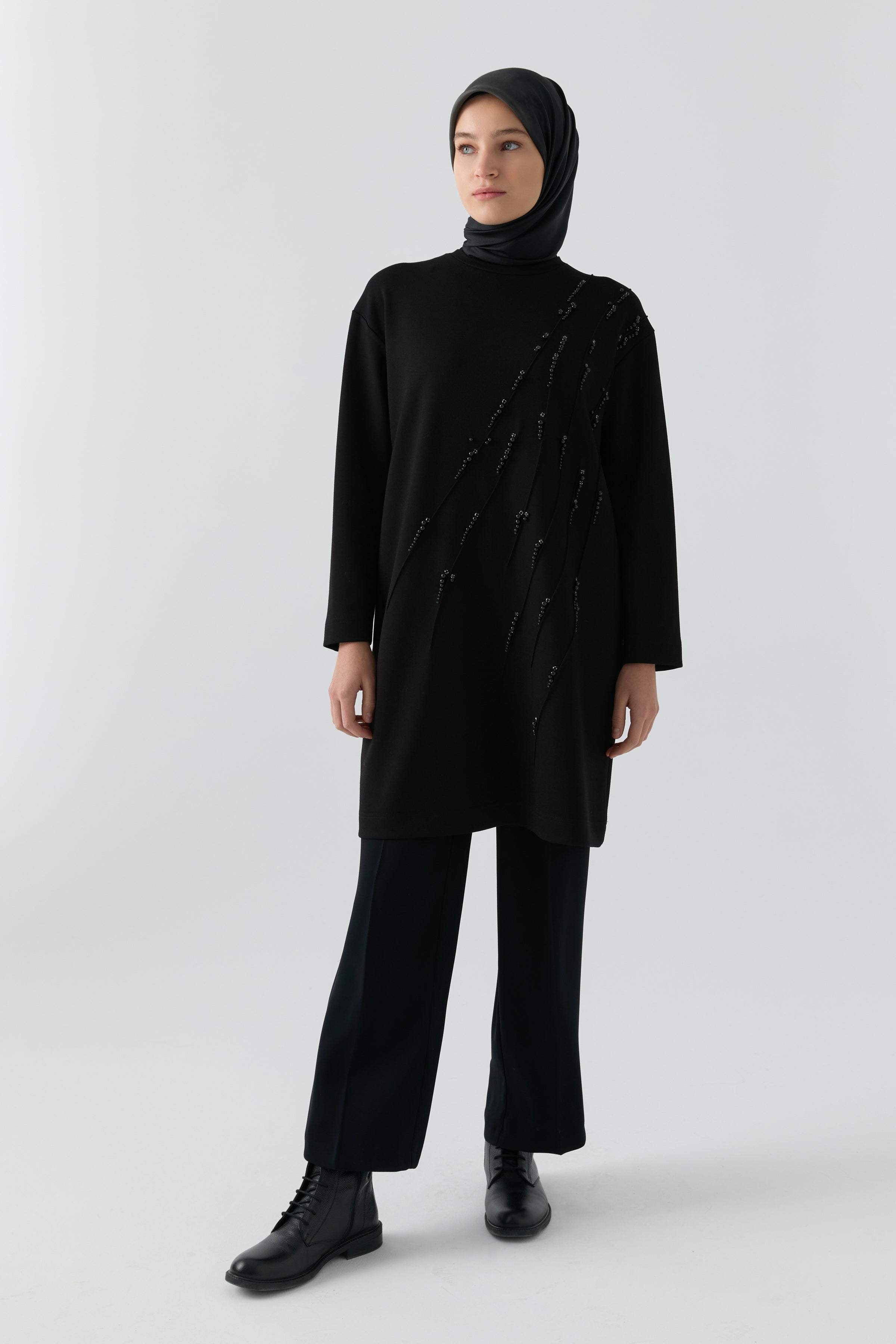 Beli Lastikli Culotte Pantolon - Siyah TUGBA