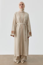 Nakışlı Kimono Takım - Bej TUGBA