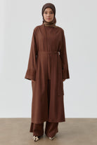 Nakışlı Kimono Takım - Acı Kahve TUGBA