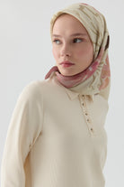 Polo Yaka Örme Bluz - Ekru TUGBA