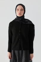 Bisiklet Yaka Triko Hırka - Siyah TUGBA