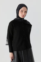 Bisiklet Yaka Triko Hırka - Siyah TUGBA