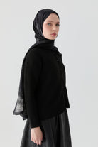 Bisiklet Yaka Triko Hırka - Siyah TUGBA