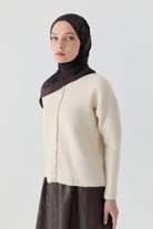 Bisiklet Yaka Triko Hırka - Ekru TUGBA