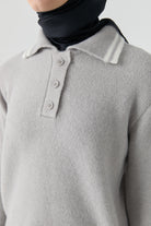 Çizgili Triko Kazak - Gri TUGBA