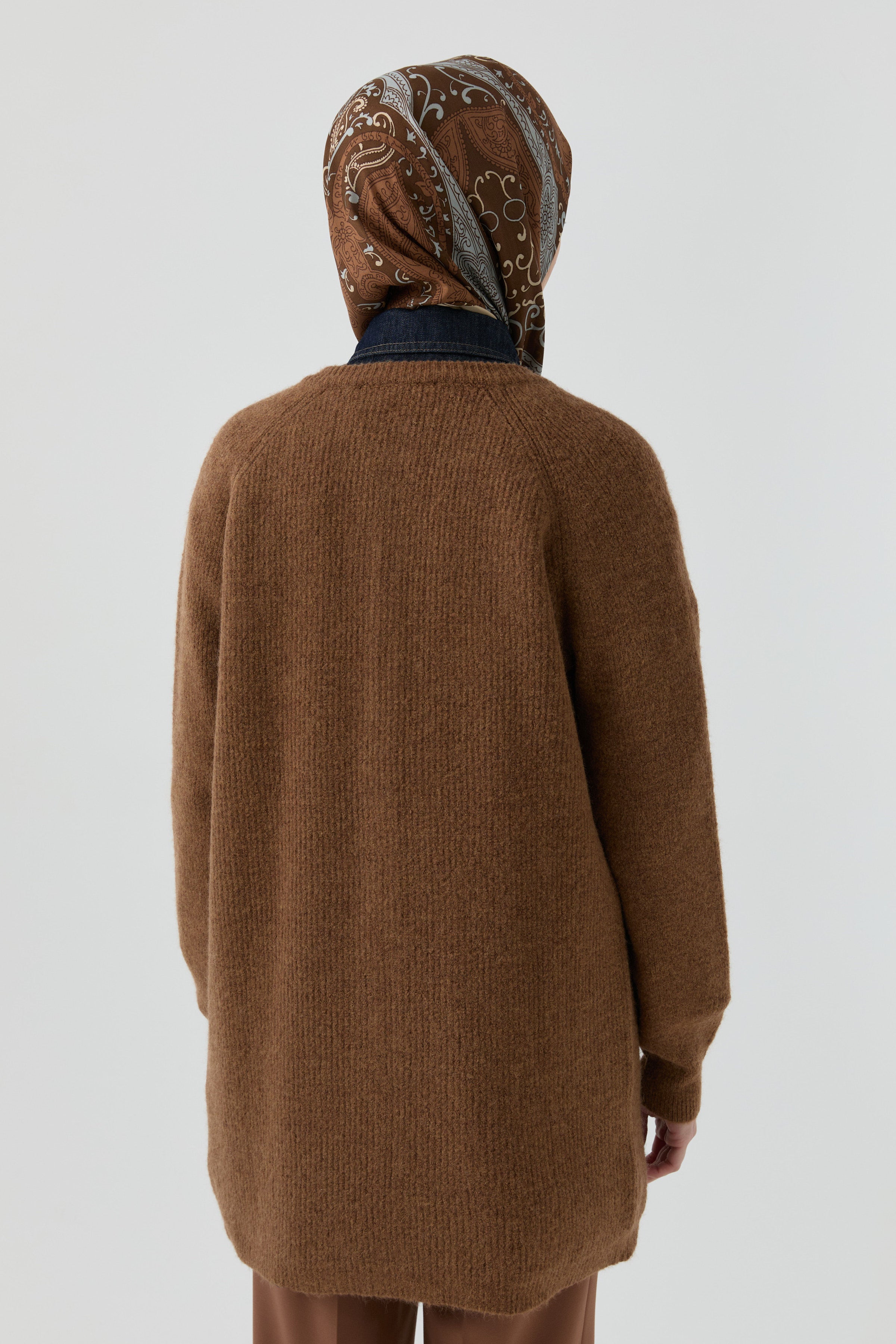 Bisiklet Yaka Hırka - Kahve TUGBA