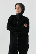 Bisiklet Yaka Hırka - Siyah TUGBA