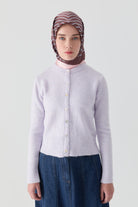 Bisiklet Yaka Hırka - Lila TUGBA