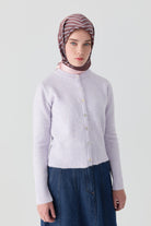 Bisiklet Yaka Hırka - Lila TUGBA