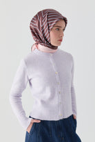 Bisiklet Yaka Hırka - Lila TUGBA