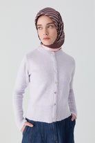 Bisiklet Yaka Hırka - Lila TUGBA