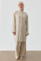 Bel Bağcıklı Tunik - Bej TUGBA