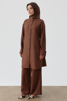 Bel Bağcıklı Tunik - Acı Kahve TUGBA