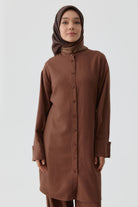 Bel Bağcıklı Tunik - Acı Kahve TUGBA