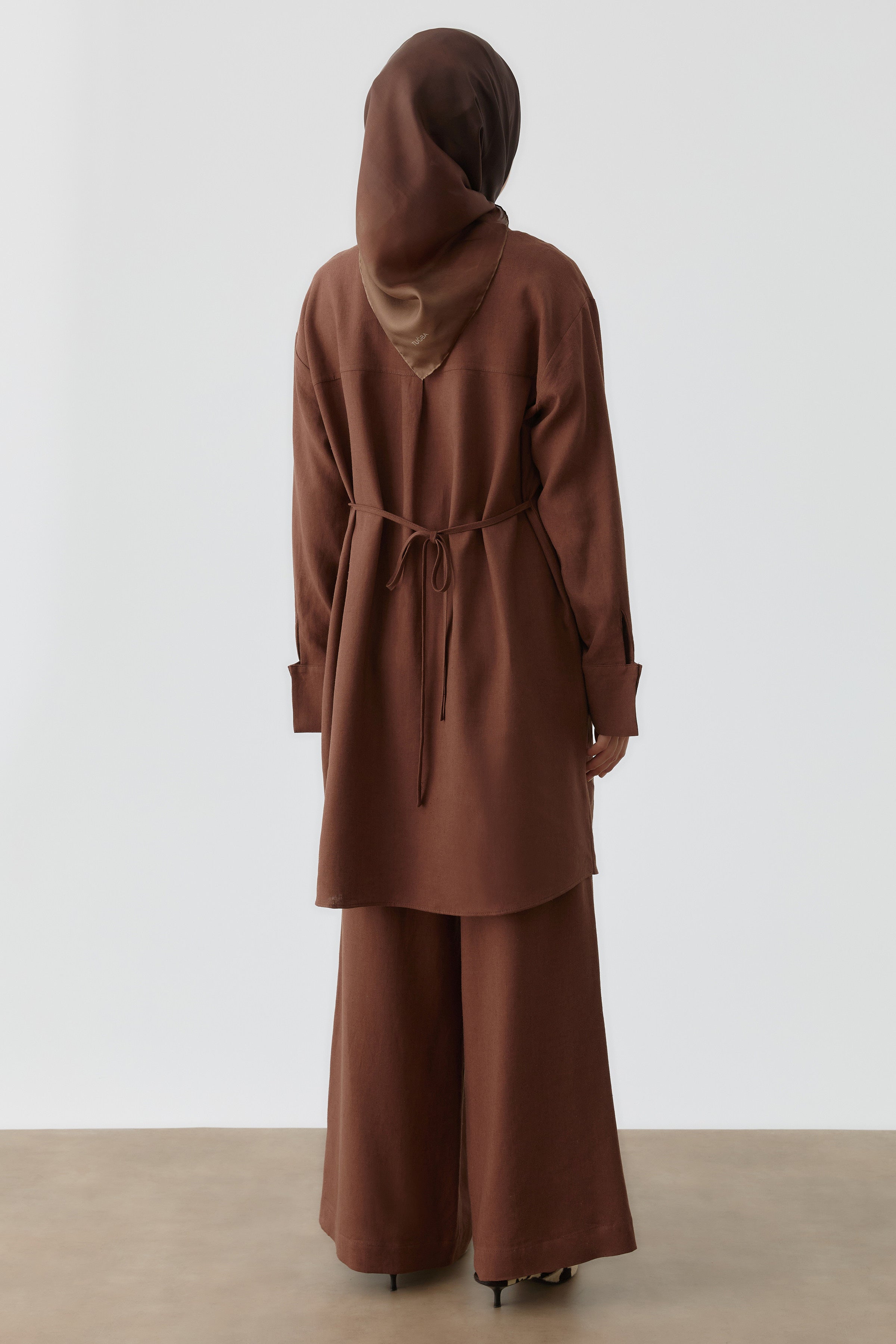 Bel Bağcıklı Tunik - Acı Kahve TUGBA