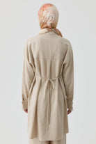 Nakışlı Bel Bağcıklı Tunik - Bej TUGBA