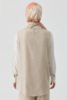 Sıfır Kol Keten Bluz - Bej TUGBA