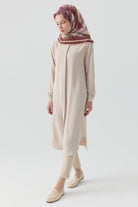 Gizli Patlı Basic Tunik - Bej TUGBA