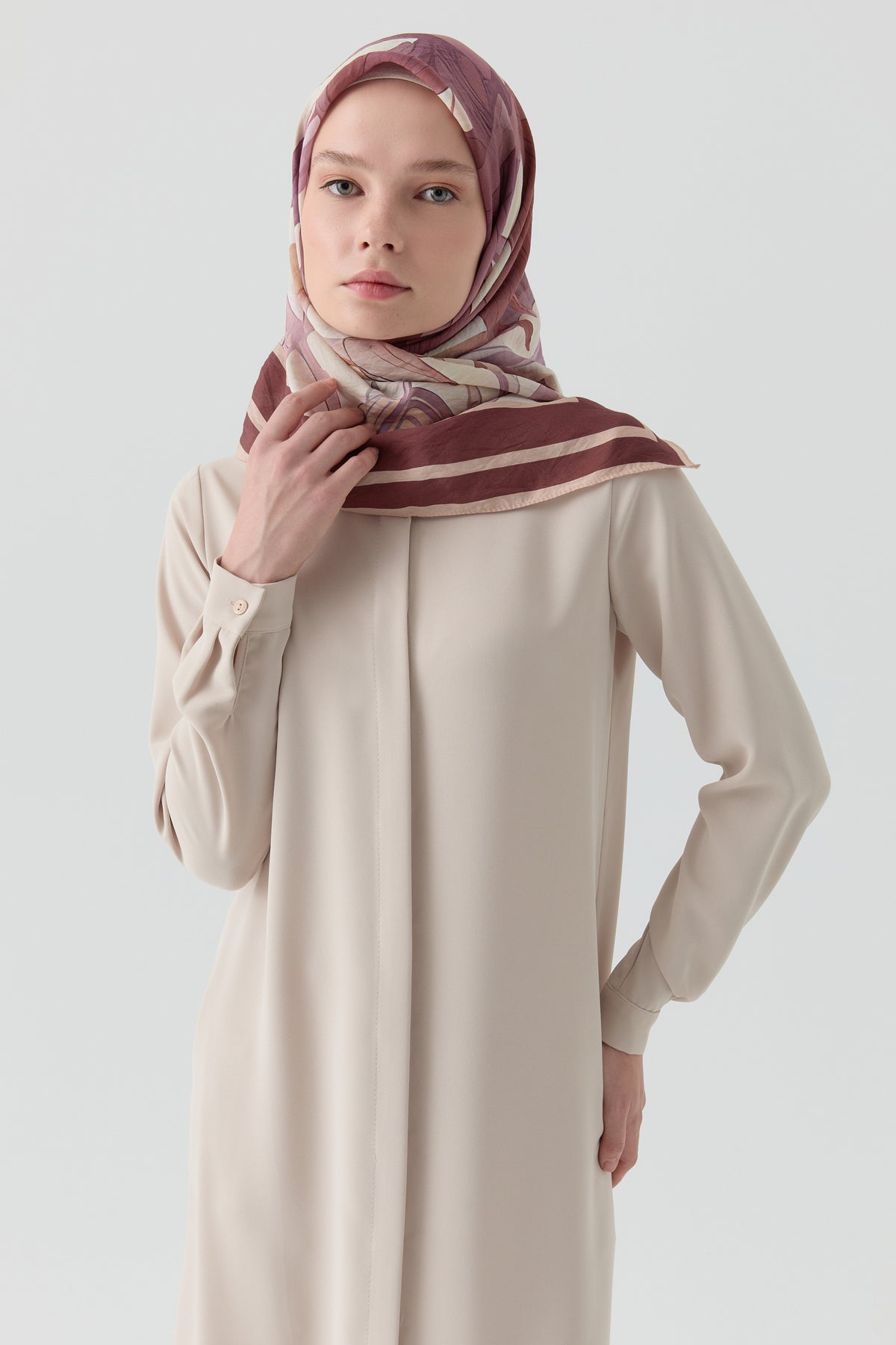 Gizli Patlı Basic Tunik - Bej TUGBA