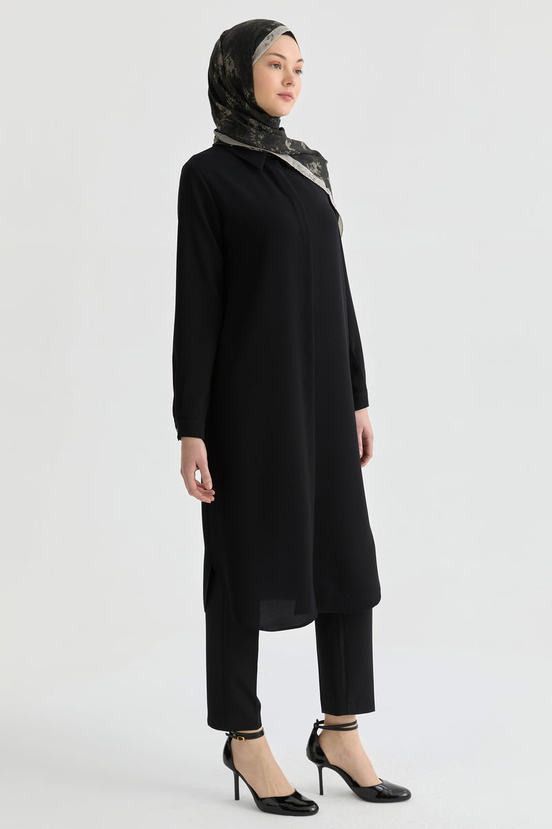 Gizli Patlı Basic Tunik - Siyah TUGBA