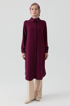 Gizli Patlı Basic Tunik - Mürdüm TUGBA